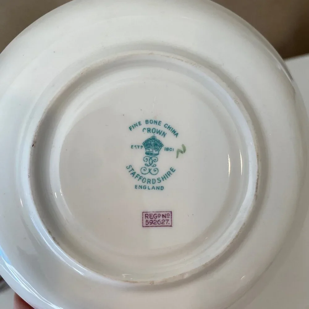 Crowne & Staffordshire Bird of Paradise Cup & Saucer Set Bone‎ China UK